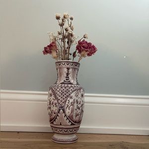 Vintage Portuguese Hand Painted Ceramic Vase
